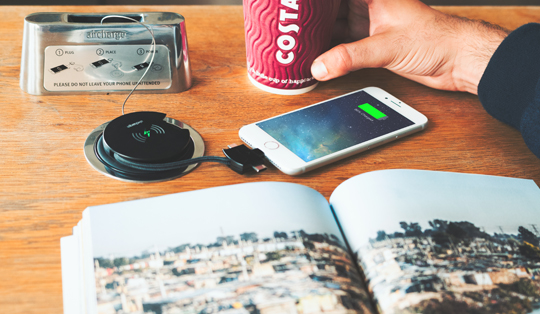 wireless charging for smartphones in Costa Coffee