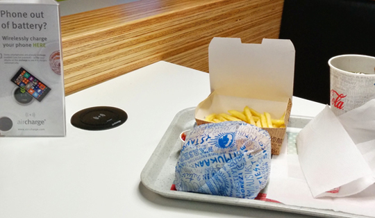 wireless charger in fast food and restaurants