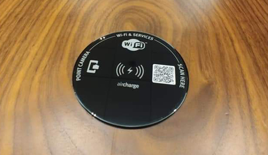 wireless charging for train station business lounge